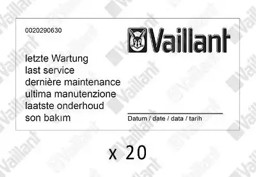 Zeige Details für Vaillant Wartungsaufkleber (x20) Bild von Vaillant Wartungsaufkleber (x20)