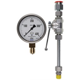 Zeige Details für Manometer 0 bis 400 mbar mit Kugelhahn Ausf. A G 1/4 Bild von Manometer 0 bis 400 mbar mit Kugelhahn Ausf. A G 1/4