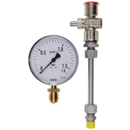 Bild von Manometer 0-1,6 bar mit Druckknopfhahn Ausführung A G1/4