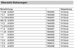 Zeige Details für Sicherung T 0,1A 250V Bild von Sicherung T 0,1A 250V