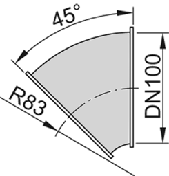 Zeige Details für Rohrbogen 45° DN100 mit Bördelrand Bild von Rohrbogen 45° DN100 mit Bördelrand