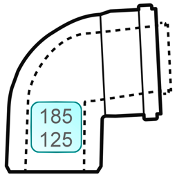 Zeige Details für 87° Zuluft-/Abgasbogen DN185/125 INOX/PP Bild von 87° Zuluft-/Abgasbogen DN185/125 INOX/PP