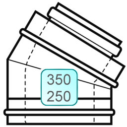 Zeige Details für 45° Zuluft-/Abgasbogen DN350/250 INOX/PP Bild von 45° Zuluft-/Abgasbogen DN350/250 INOX/PP