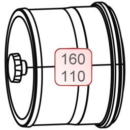 Zeige Details für Endstück konzentrisch DN160/110 L=148 mm Kaskade Bild von Endstück konzentrisch DN160/110 L=148 mm Kaskade