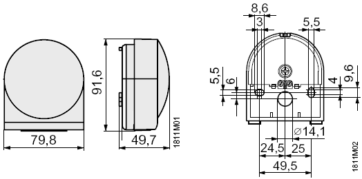 Abmessungen des Aussenfühlers QAC31