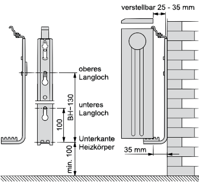 Federzugkonsolen-Set für Heizkörper 350 mm