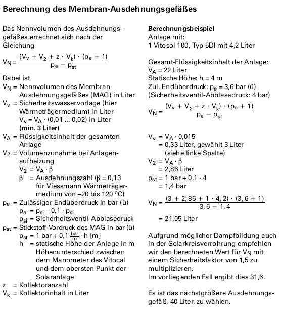 Berechnung Ausdehnungsgefäß Solar
