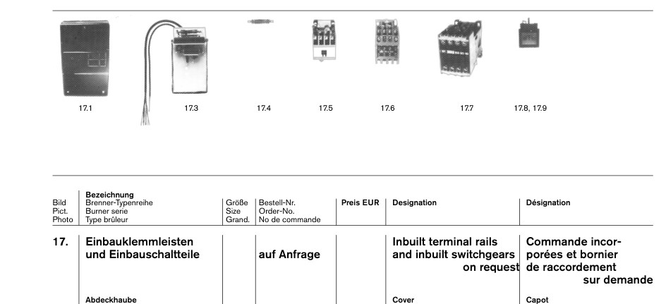 Einbauklemmleisten Inbuilt terminal rails Commande incor-