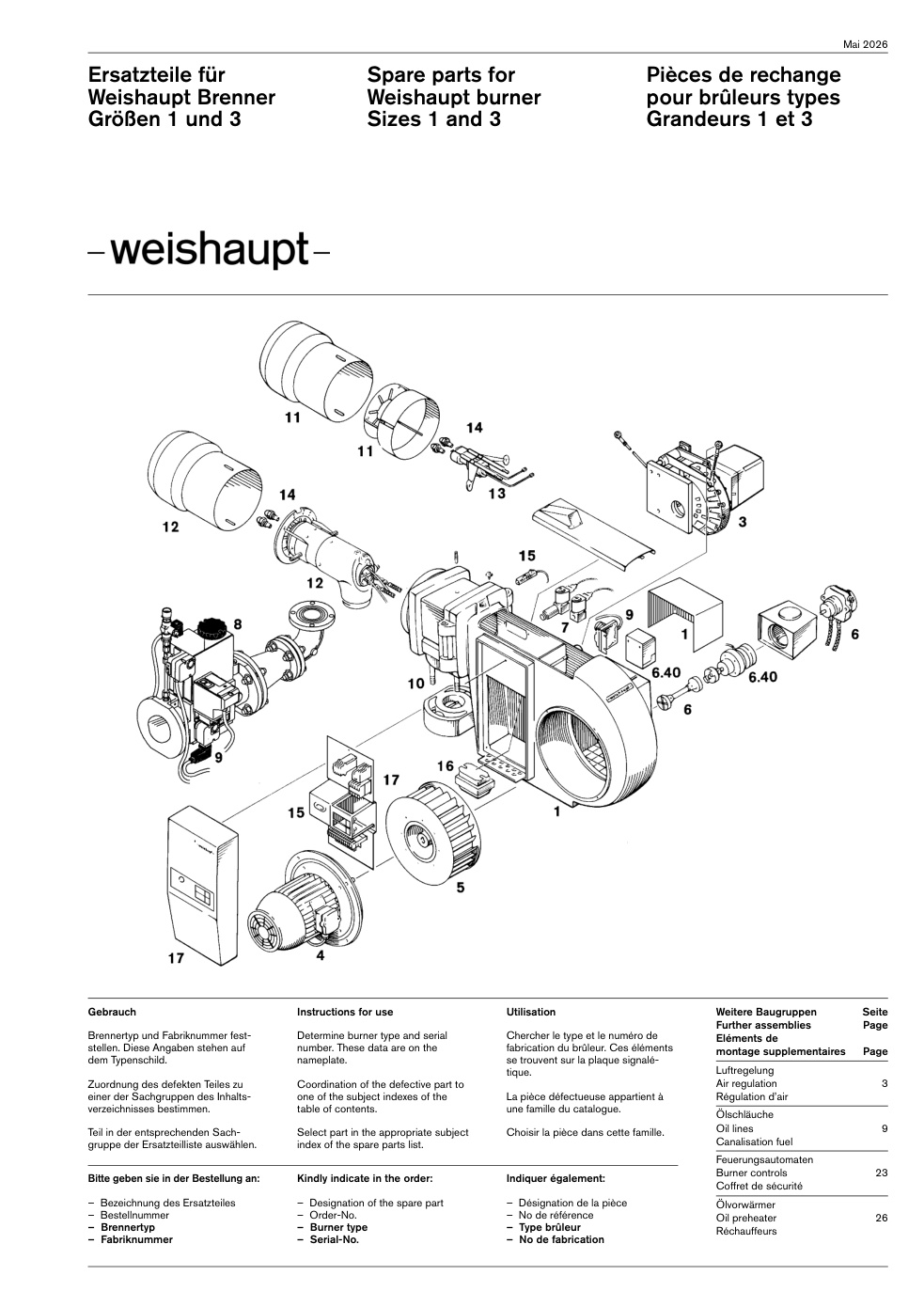 Weishaupt Brenner Größen 1 und 3