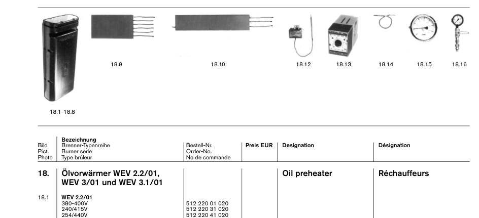 Ölvorwärmer WEV 2.2/01, Oil preheater Réchauffeurs