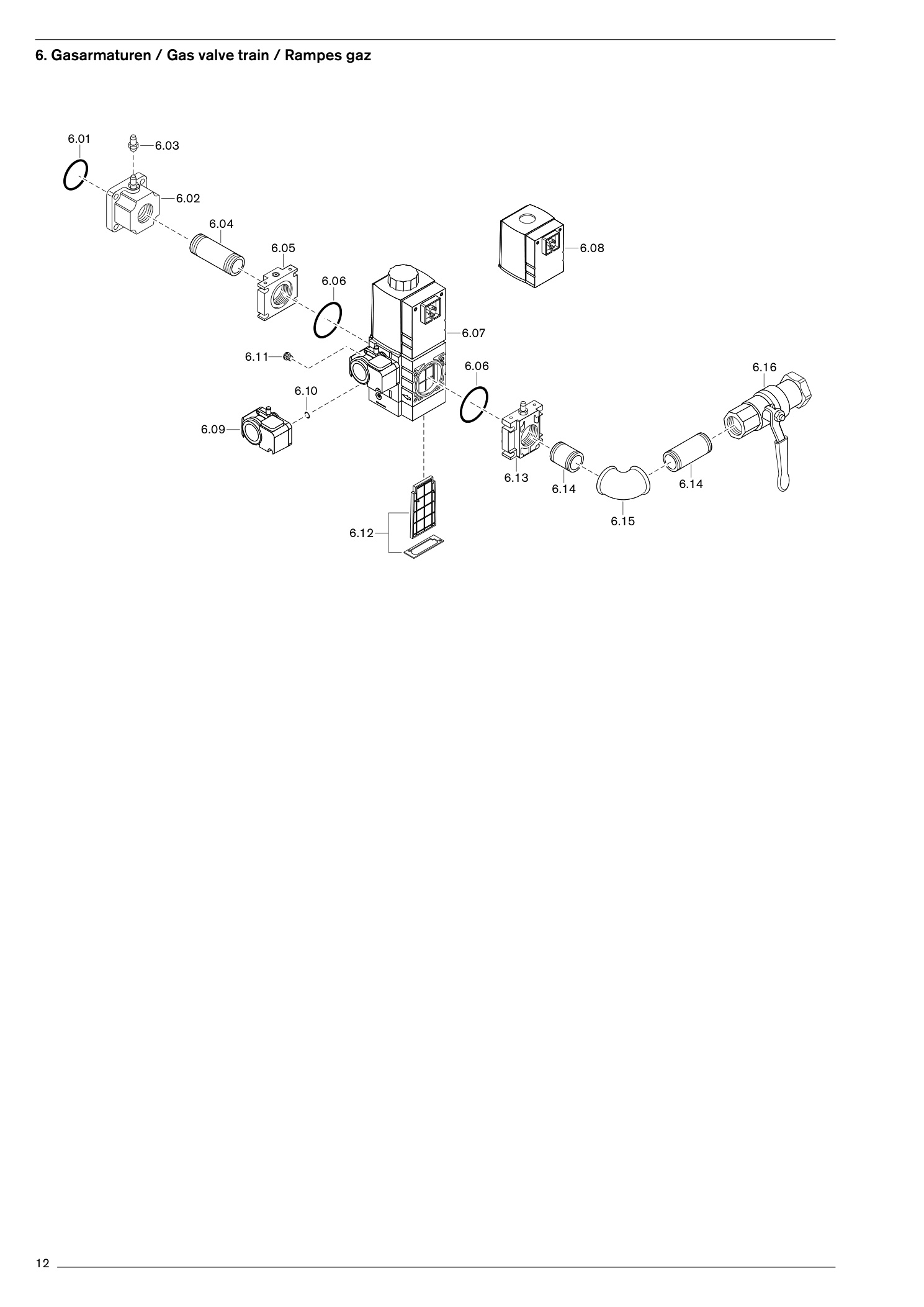 Explosionszeichnung Weishaupt Brenner WG40.../1-A ZM-LN – PDF-Seite 12