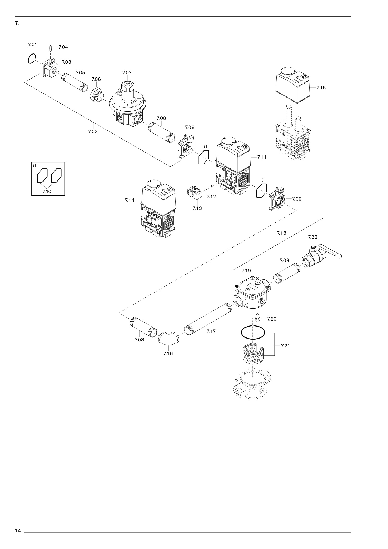 Explosionszeichnung Weishaupt Brenner WG40.../1-A ZM-LN – PDF-Seite 14