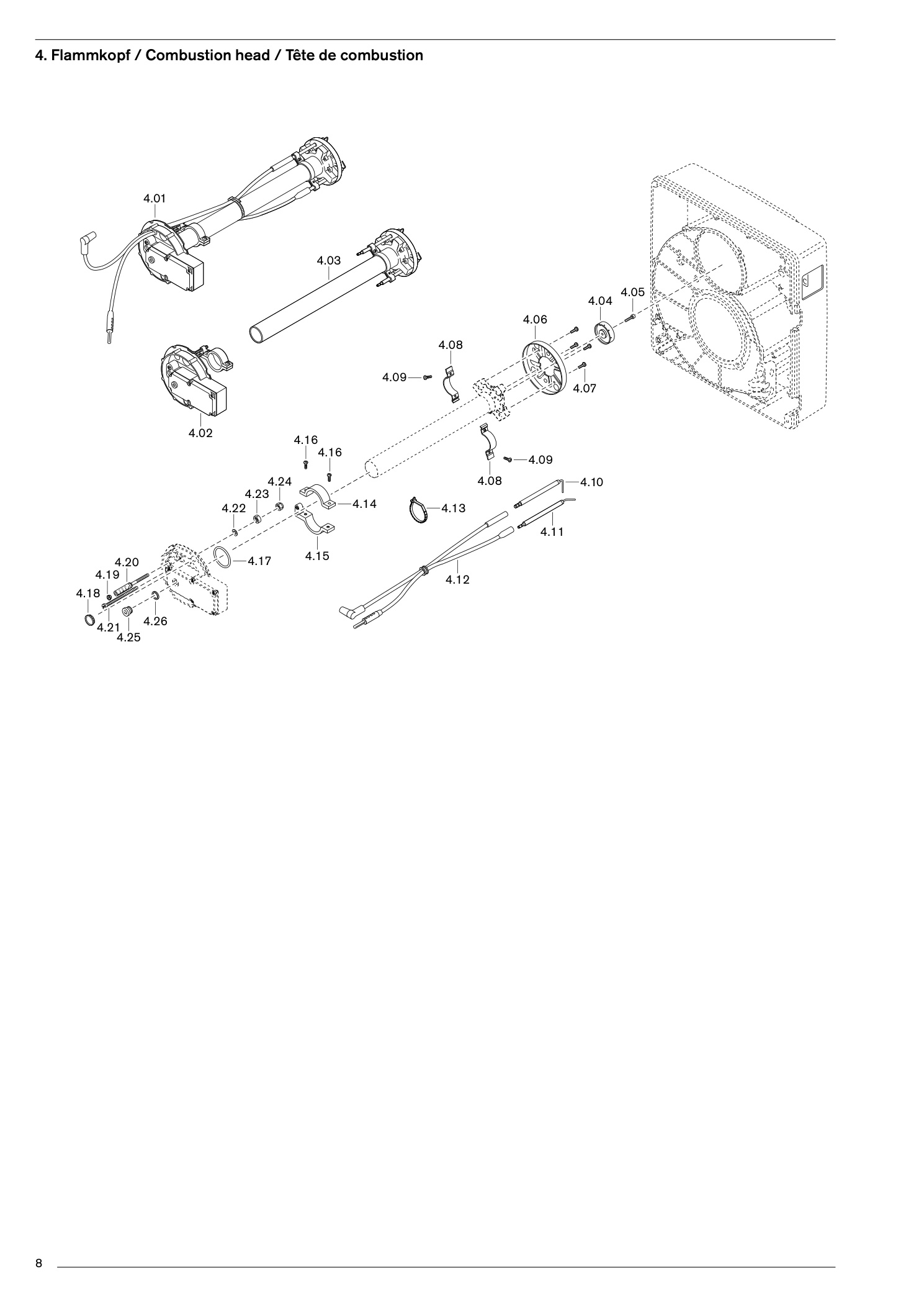 Explosionszeichnung Weishaupt Brenner WG40.../1-A ZM-LN – PDF-Seite 8