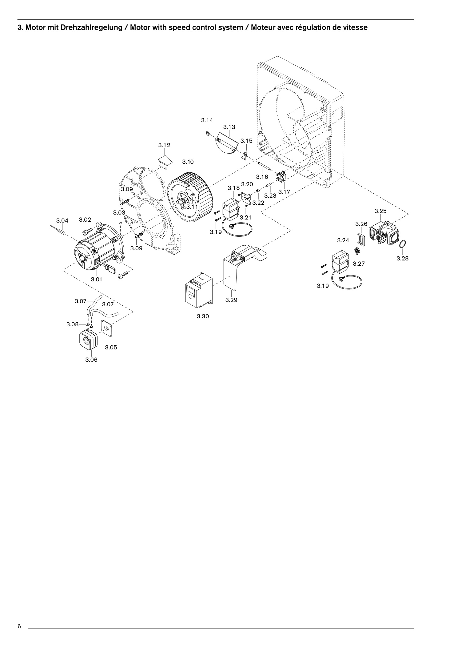 Motor mit Drehzahlregelung / Motor with speed control system / Moteur avec