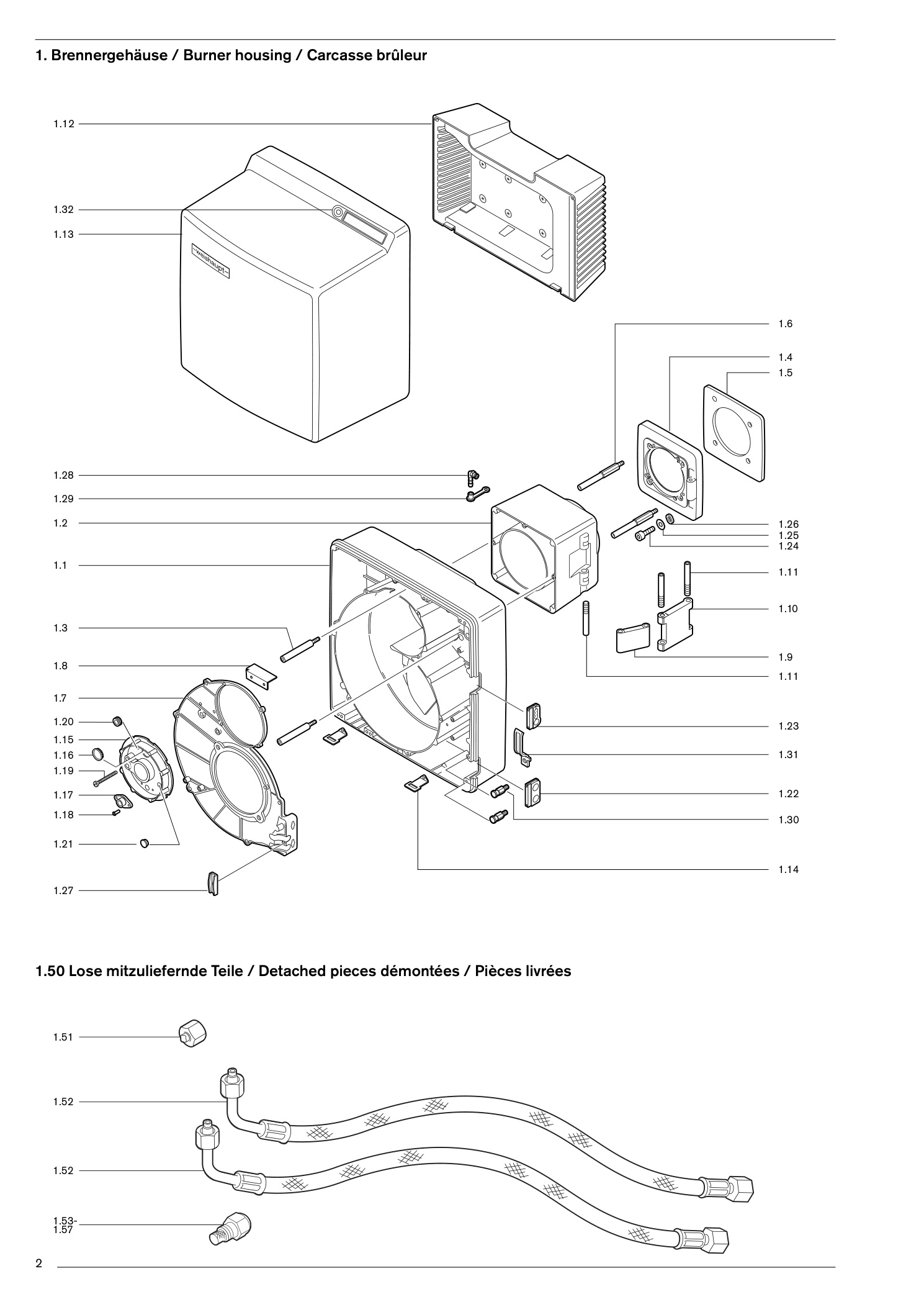 Explosionszeichnung Weishaupt Brenner WL30-C – PDF-Seite 2