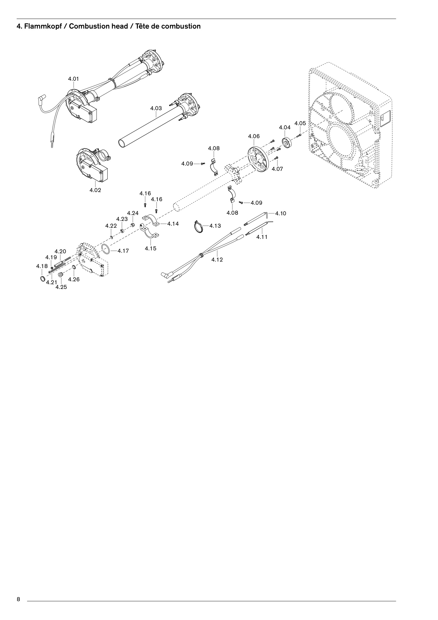 Explosionszeichnung Weishaupt Brenner WG30.../1-C ZM-LN – PDF-Seite 8