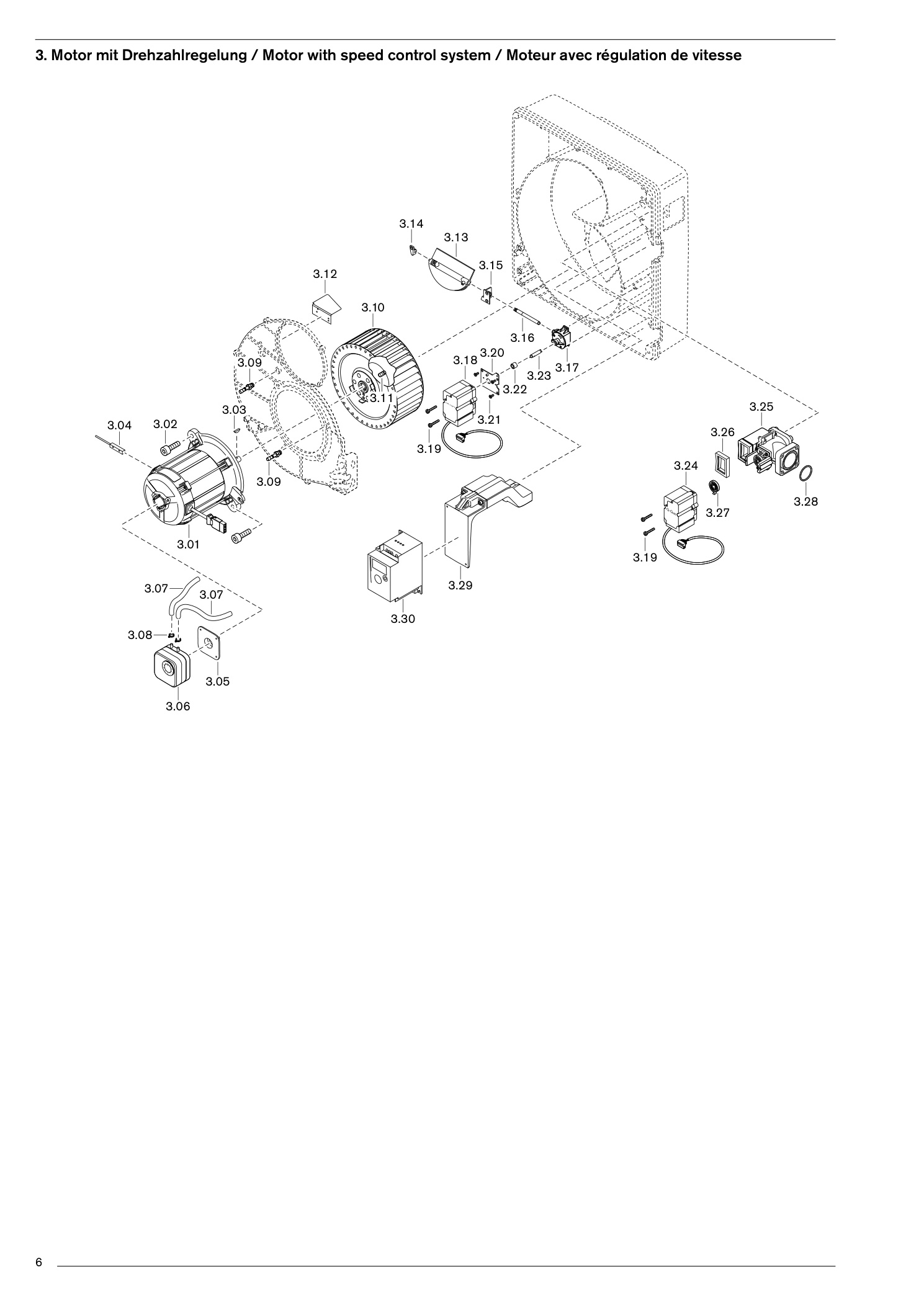 Motor mit Drehzahlregelung / Motor with speed control system / Moteur avec