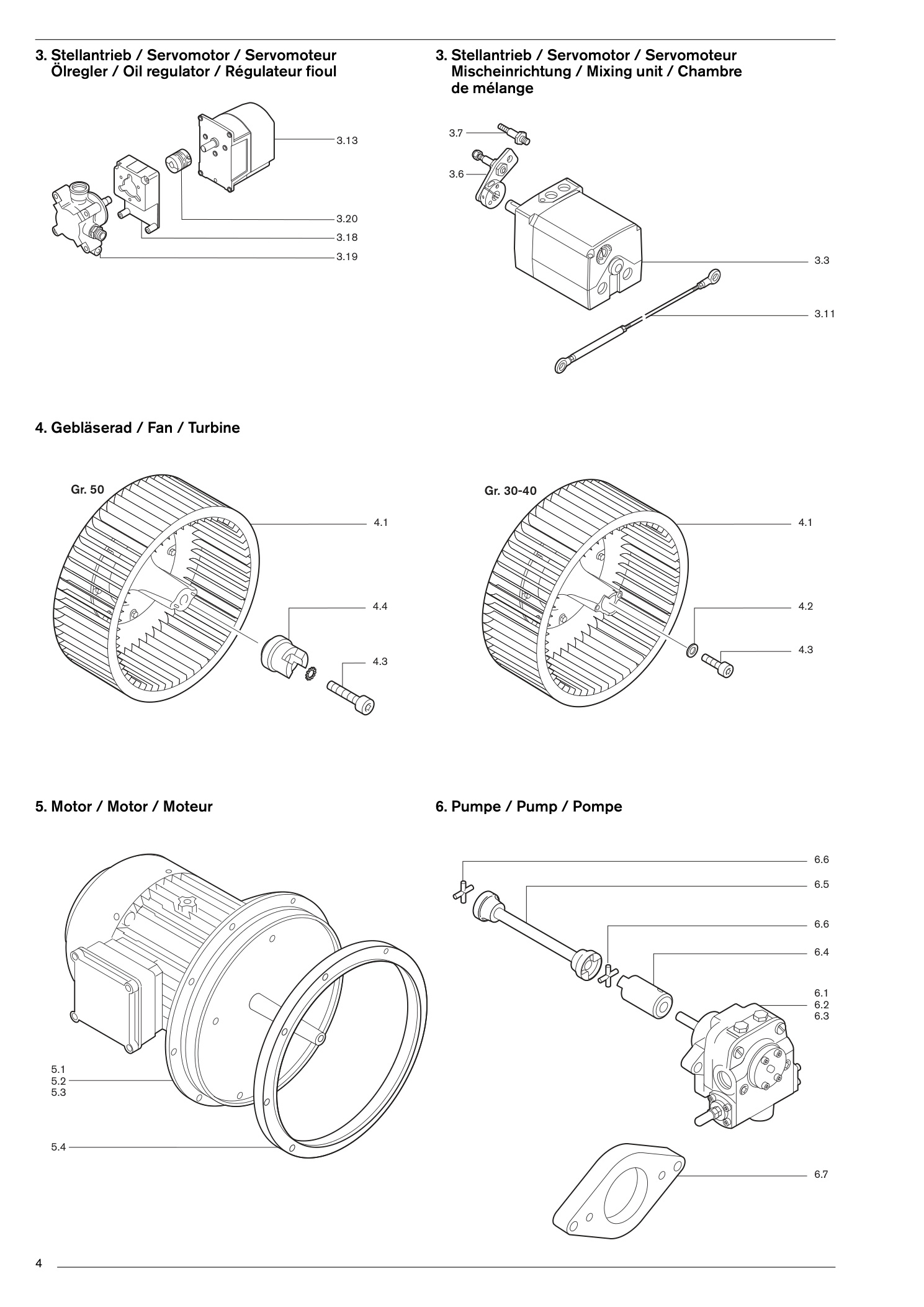 Explosionszeichnung Weishaupt Brenner RL30- 50/1 Ausf. 3LN multiflam® – PDF-Seite 4