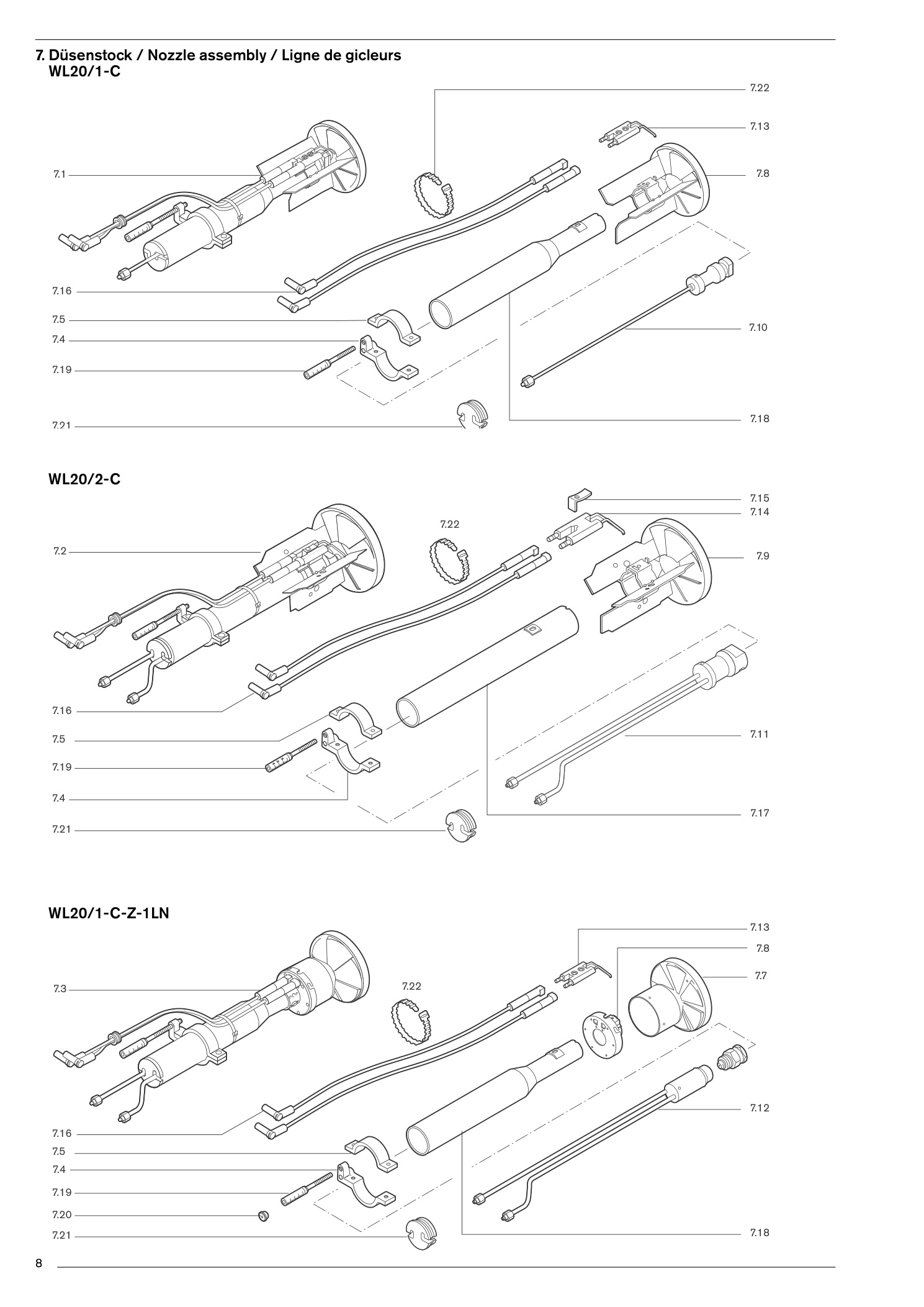 Explosionszeichnung Weishaupt Brenner WL20-C – PDF-Seite 8