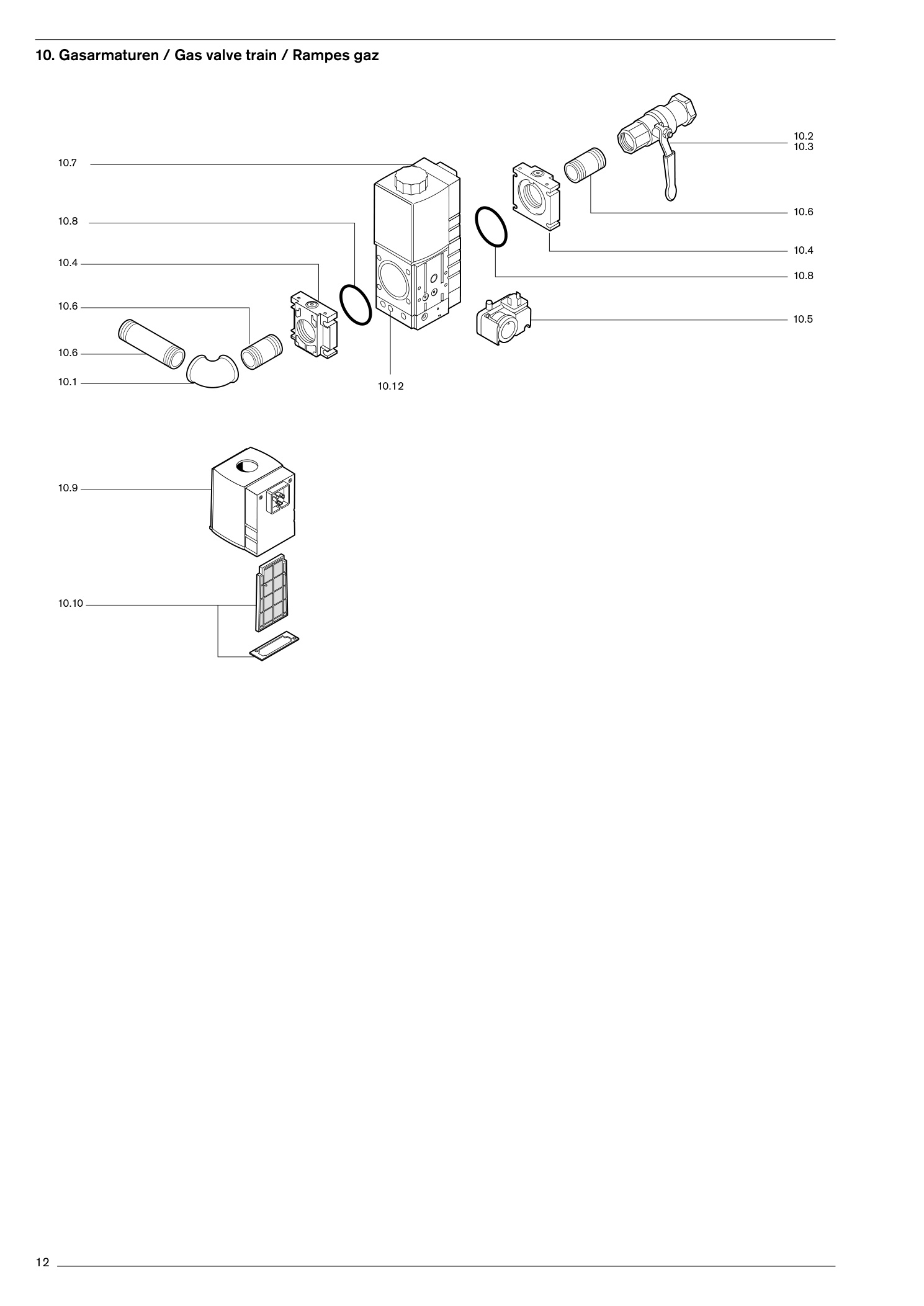 Gasarmaturen / Gas valve train / Rampes gaz