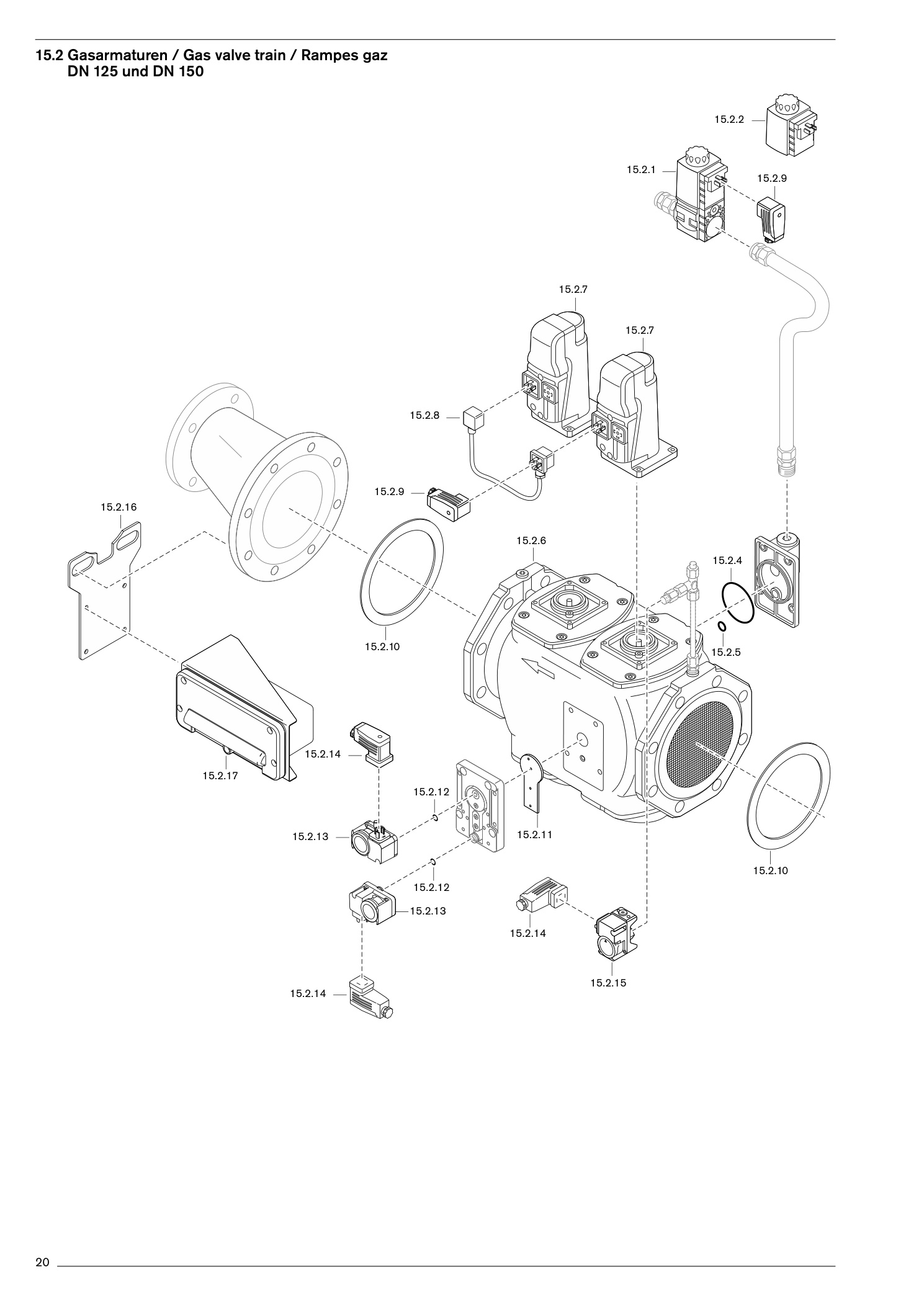 Explosionszeichnung Weishaupt Brenner RGL 60 + 70 Ausf. 3LN multiflam® – PDF-Seite 20