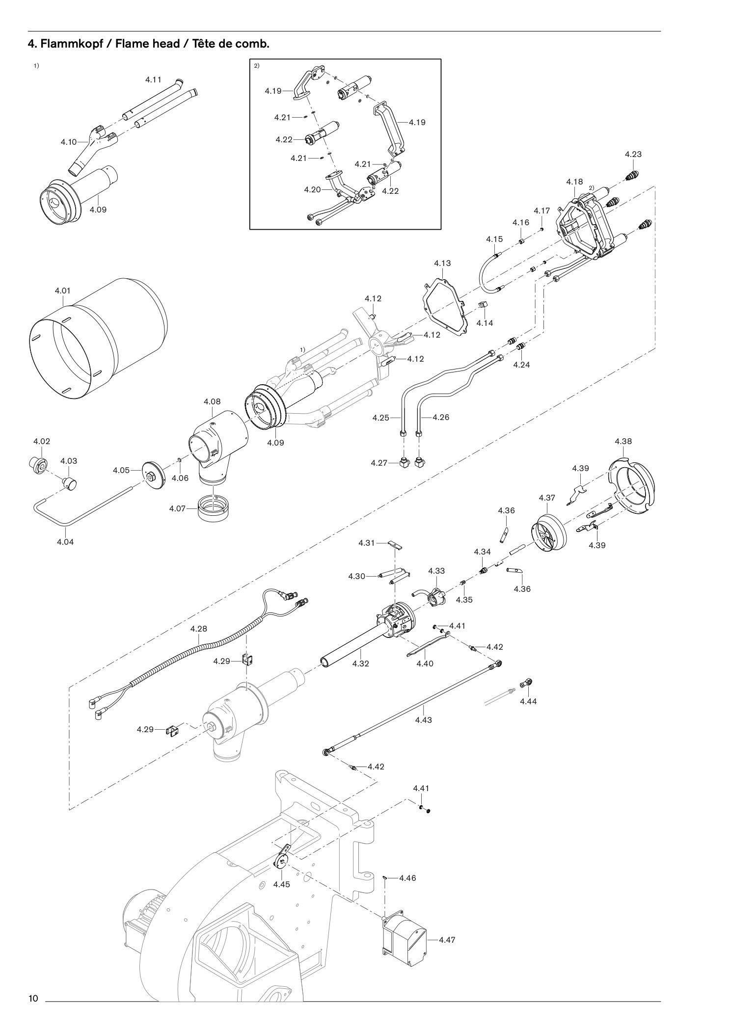 Explosionszeichnung Weishaupt Brenner RGL 50/2-A Ausf. 3 LN – PDF-Seite 10