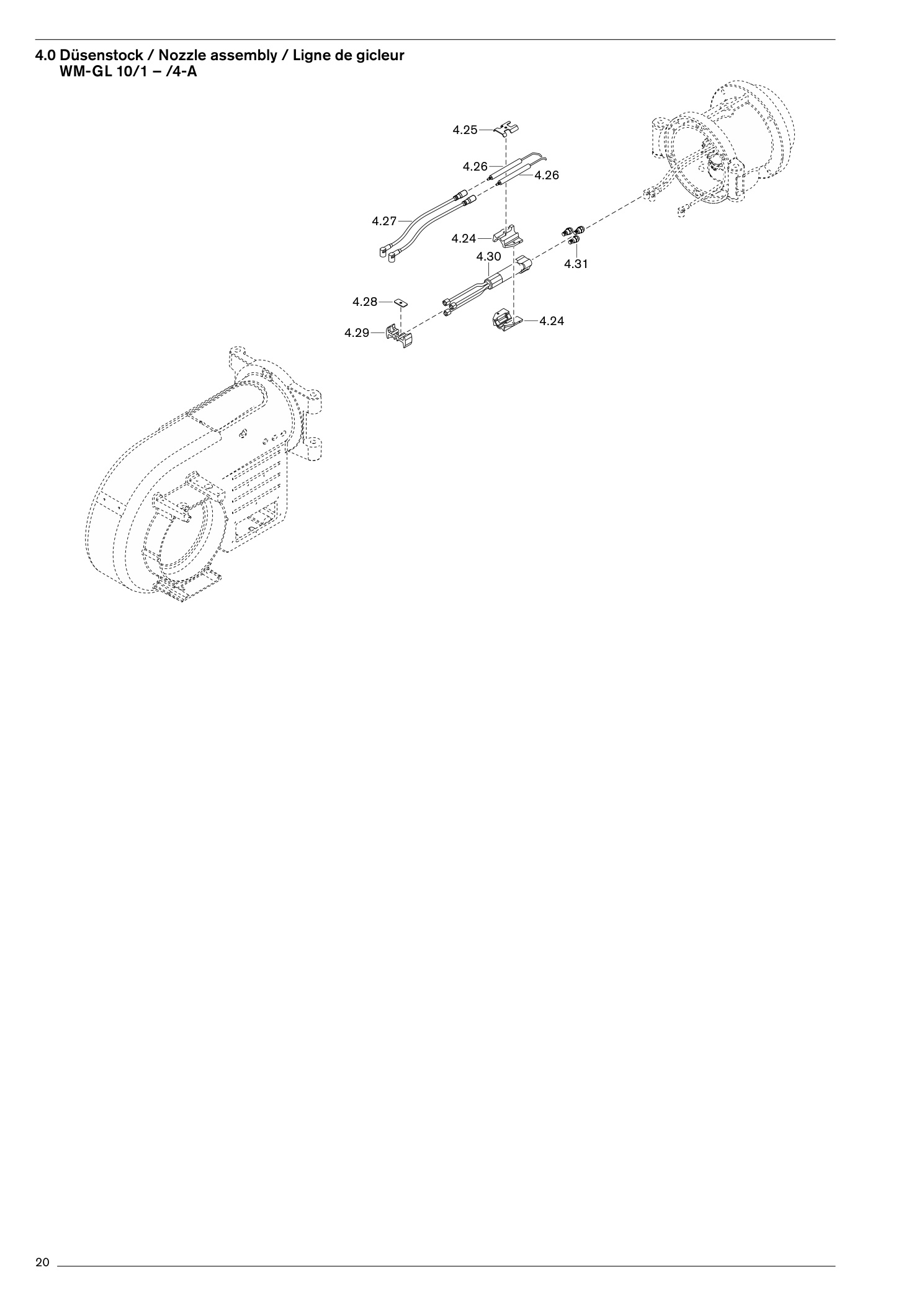 Explosionszeichnung Weishaupt Brenner WM-GL 10-A Ausf. ZM-T – PDF-Seite 20
