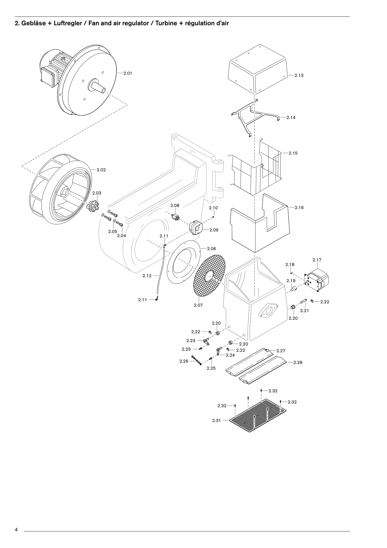 Gebläse + Luftregler / Fan and air regulator / Turbine +