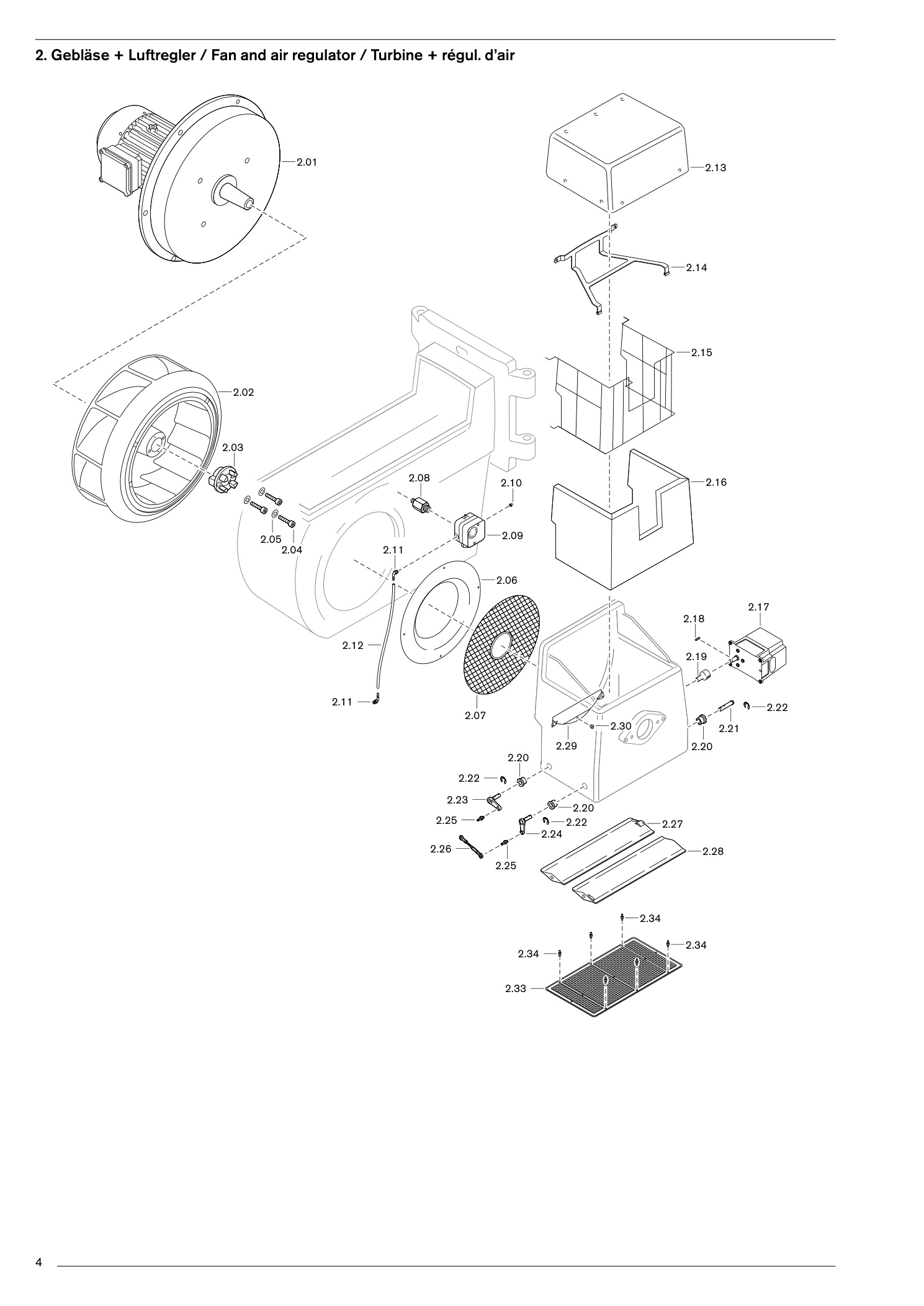 Explosionszeichnung Weishaupt Brenner G 70/3-A / ZM-NR G 70/4-A / ZM-NR – PDF-Seite 4