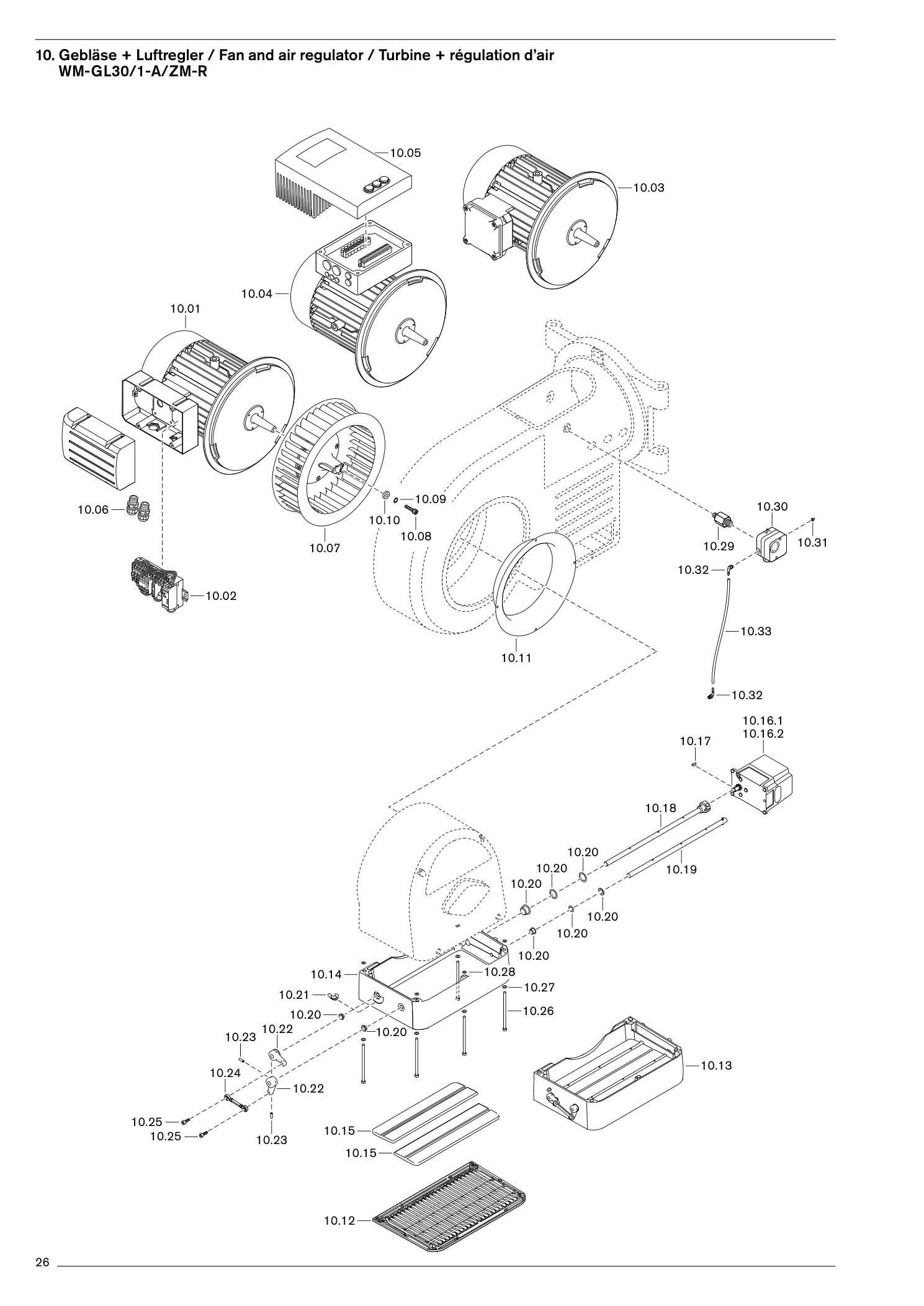 Gebläse + Luftregler / Fan and air regulator / Turbine +