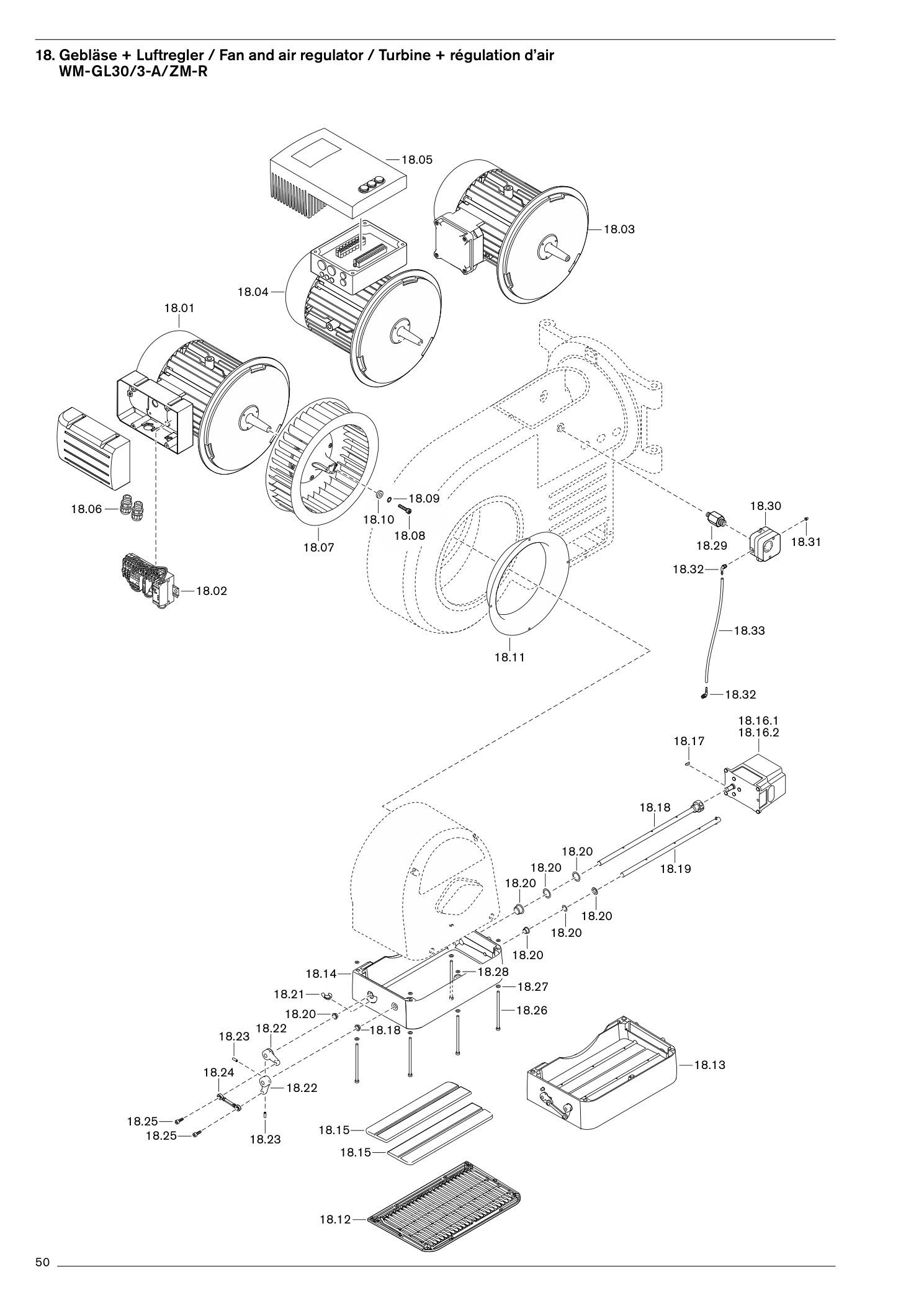 Gebläse + Luftregler / Fan and air regulator / Turbine +