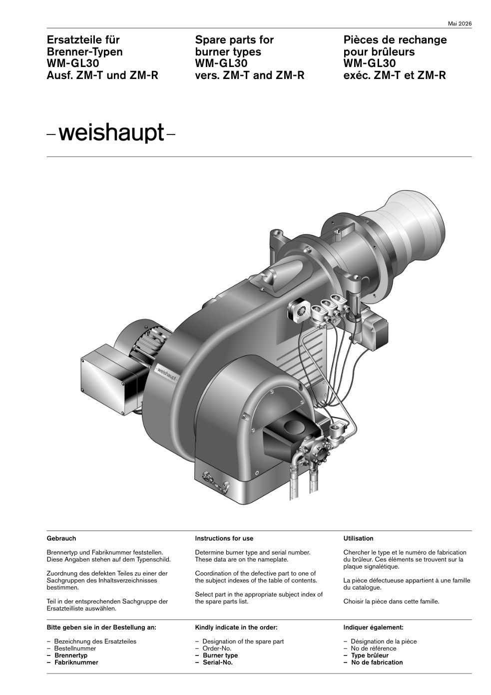Weishaupt Brenner WM-GL30 Ausf. ZM-T und ZM-R