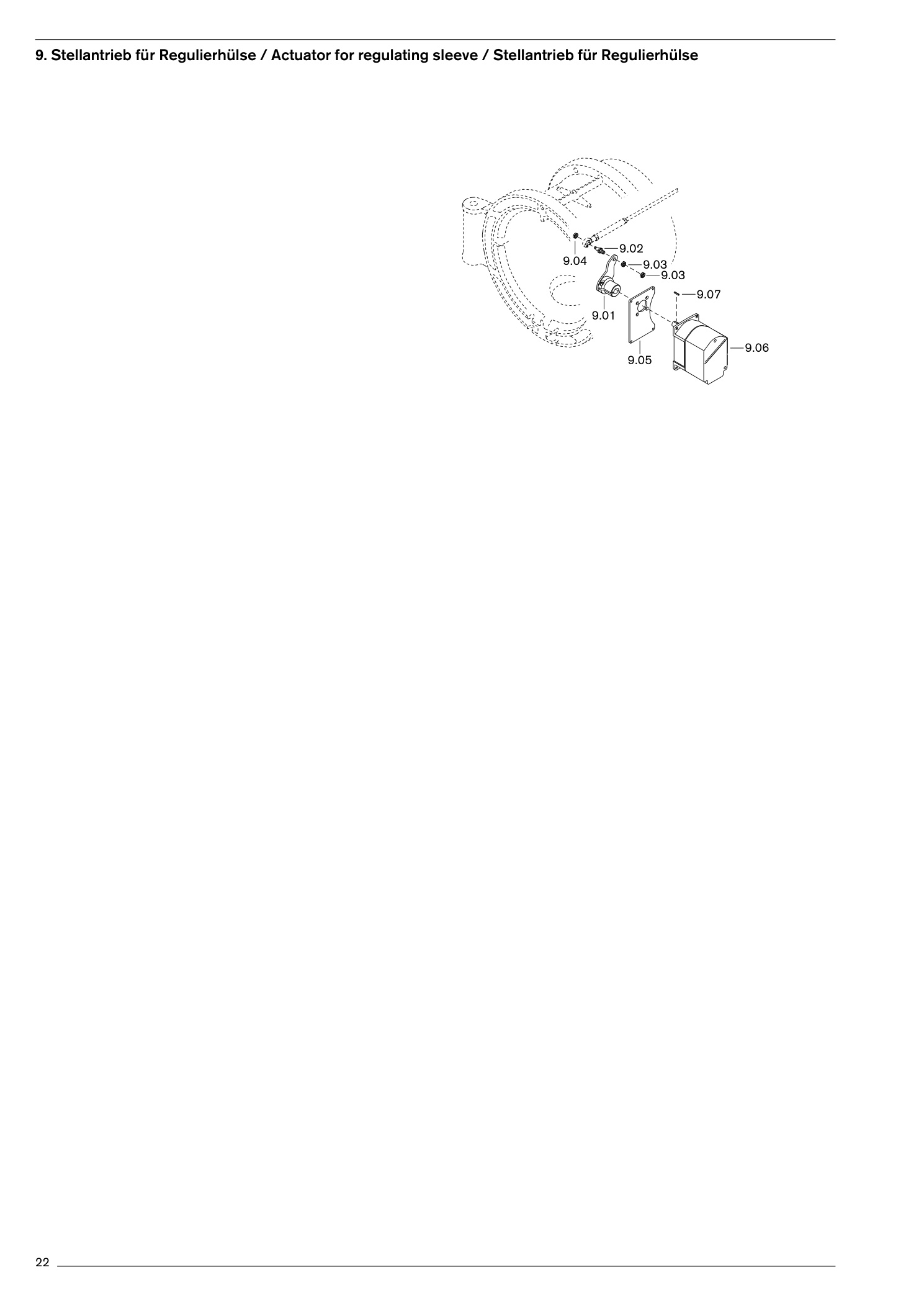 Stellantrieb für Regulierhülse / Actuator for regulating sleeve / Stellantrieb für Regulierhülse