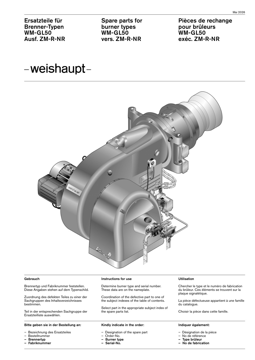 Weishaupt Brenner WM-GL50 Ausf. ZM-R-NR