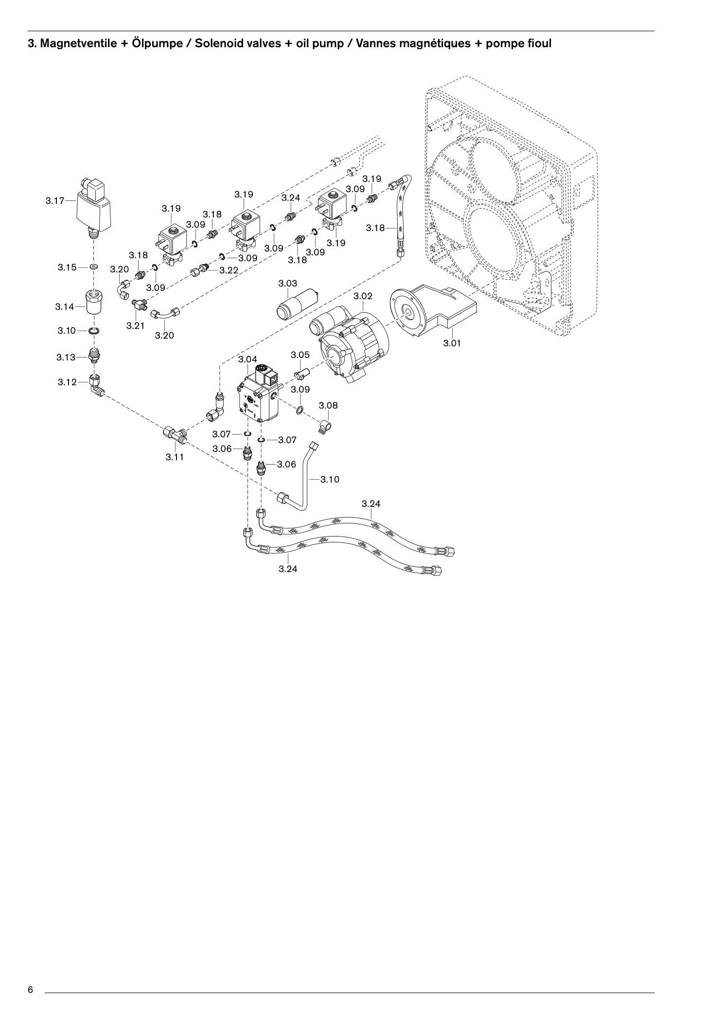 Explosionszeichnung Weishaupt Brenner WGL40/1-A Ausf. ZM – PDF-Seite 6