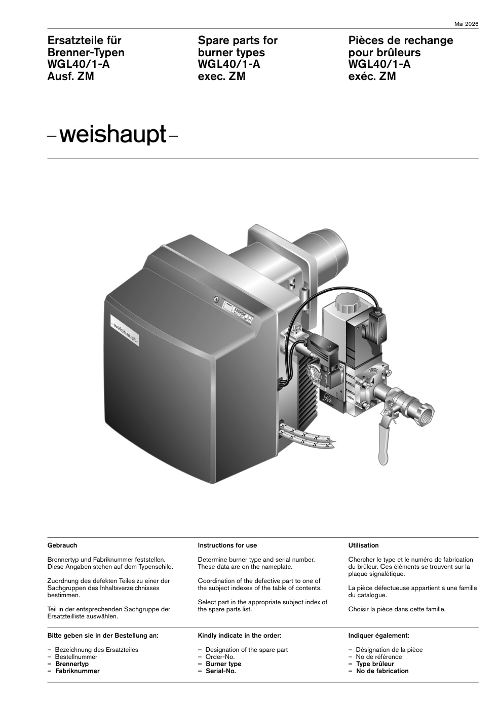 Weishaupt Brenner WGL40/1-A Ausf. ZM