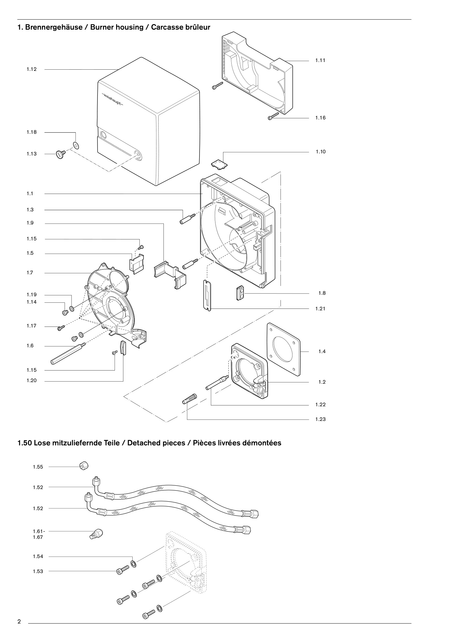 Explosionszeichnung Weishaupt Brenner WL5-B – PDF-Seite 2