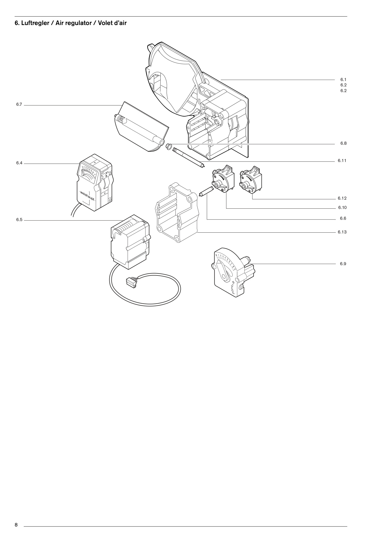 Explosionszeichnung Weishaupt Brenner WL10-D – PDF-Seite 8