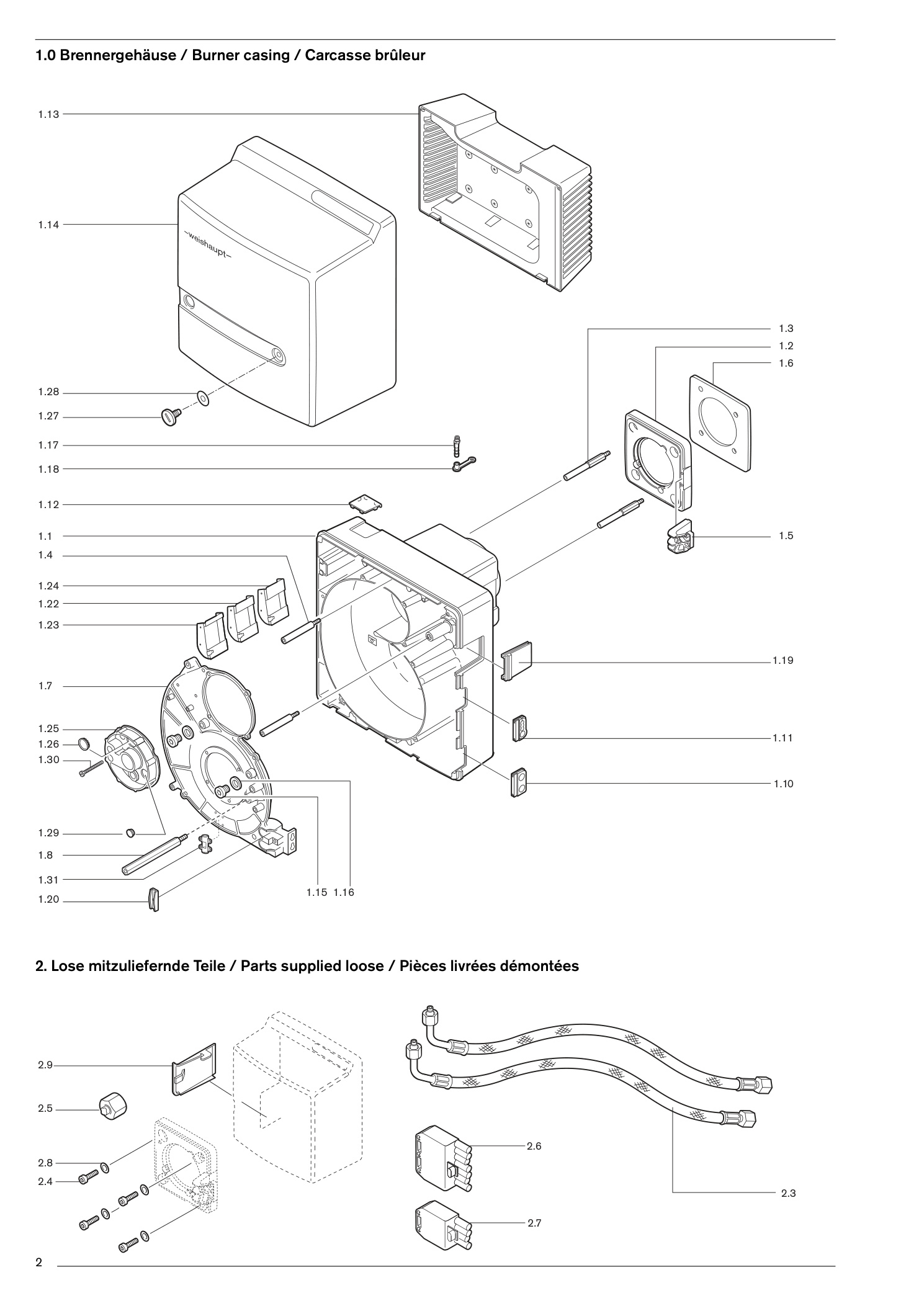 Lose mitzuliefernde Teile / Parts supplied loose