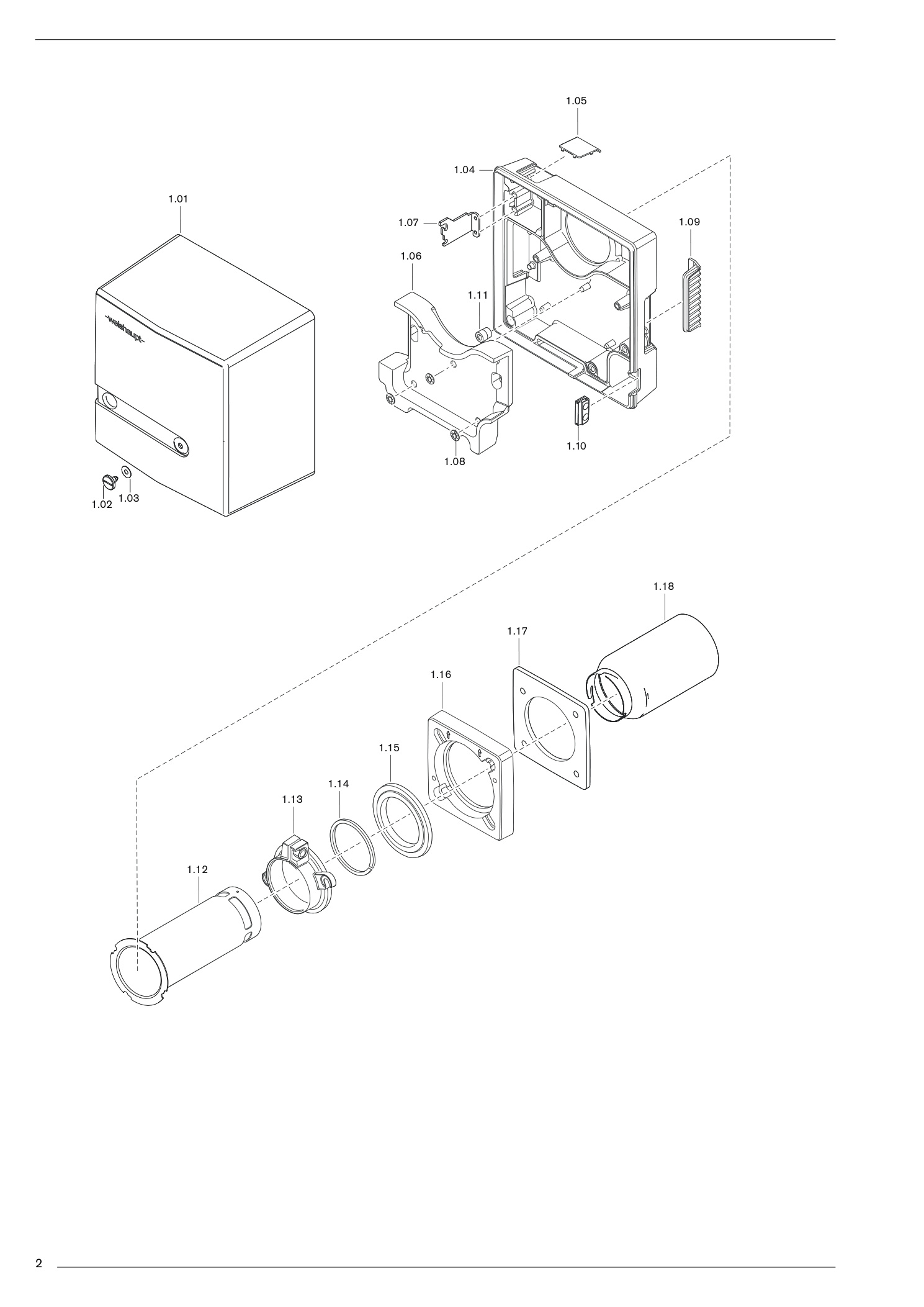 Explosionszeichnung Weishaupt Brenner WL5-PB-H purflam® – PDF-Seite 2