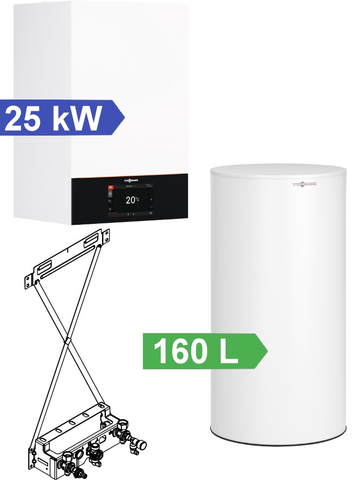 Bild von Vitodens 300-W Paket 25kW mit 160 L Hocheffizienz Speicher