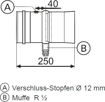 Bild von Kesselanschluss-Stück mit Kondensat-/Mess-Stutzen