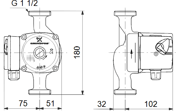 Grundfos UPS 25-40  Heizungspumpe 180 mm  Umwälzpumpe 230 Volt  NEU P395/28