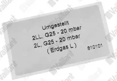 Bild von Vaillant Umstellschild 2LL/2L G25 20mbar (DE)