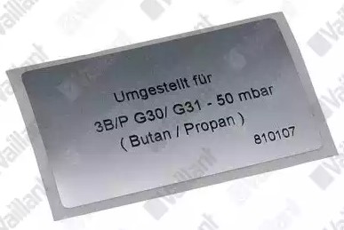 Bild von Vaillant Umstellschild, PB G30/31 50mbar (DE)