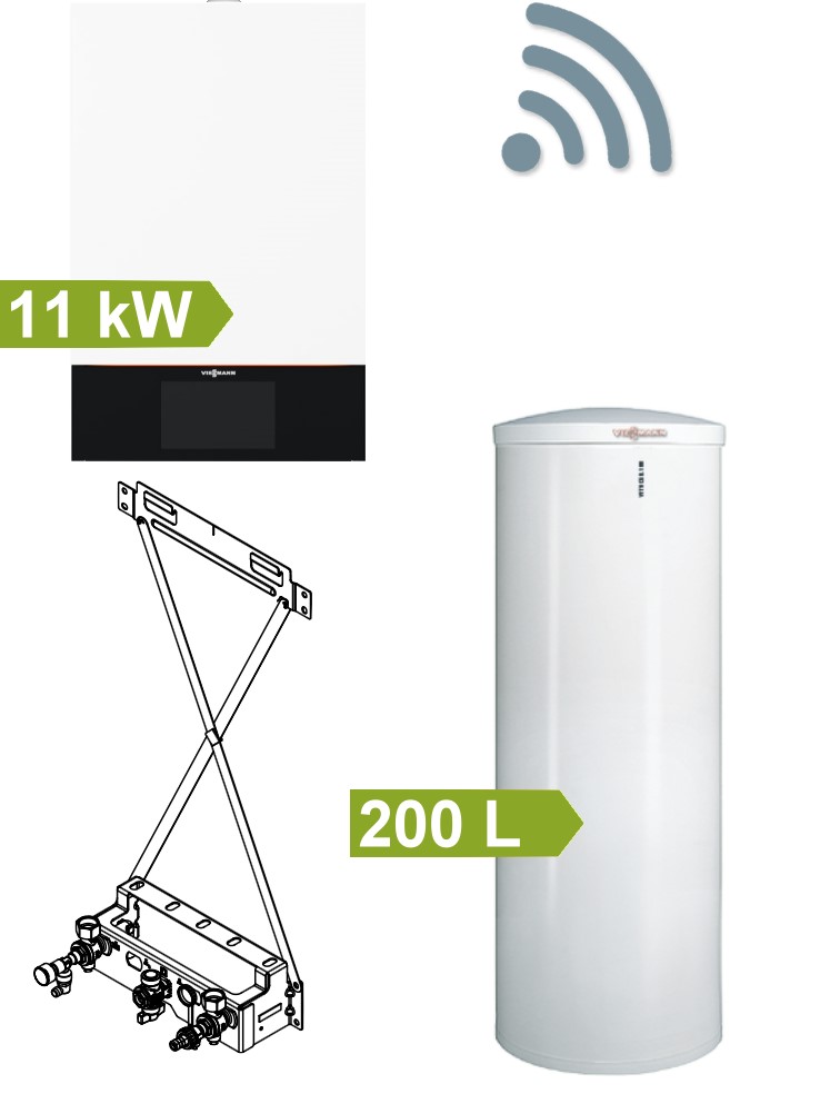 Bild von 11kW Vitodens 300-W Paket mit 200 L Hocheffizienz Speicher