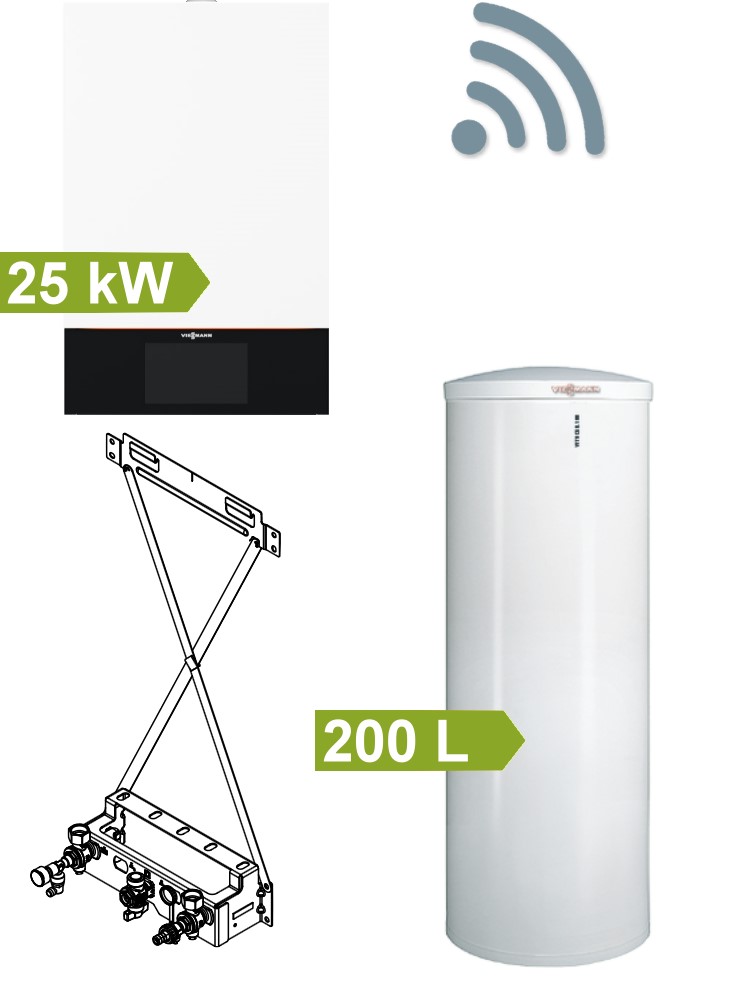 Bild von 25kW Vitodens 300-W Paket mit 200 L Hocheffizienz Speicher