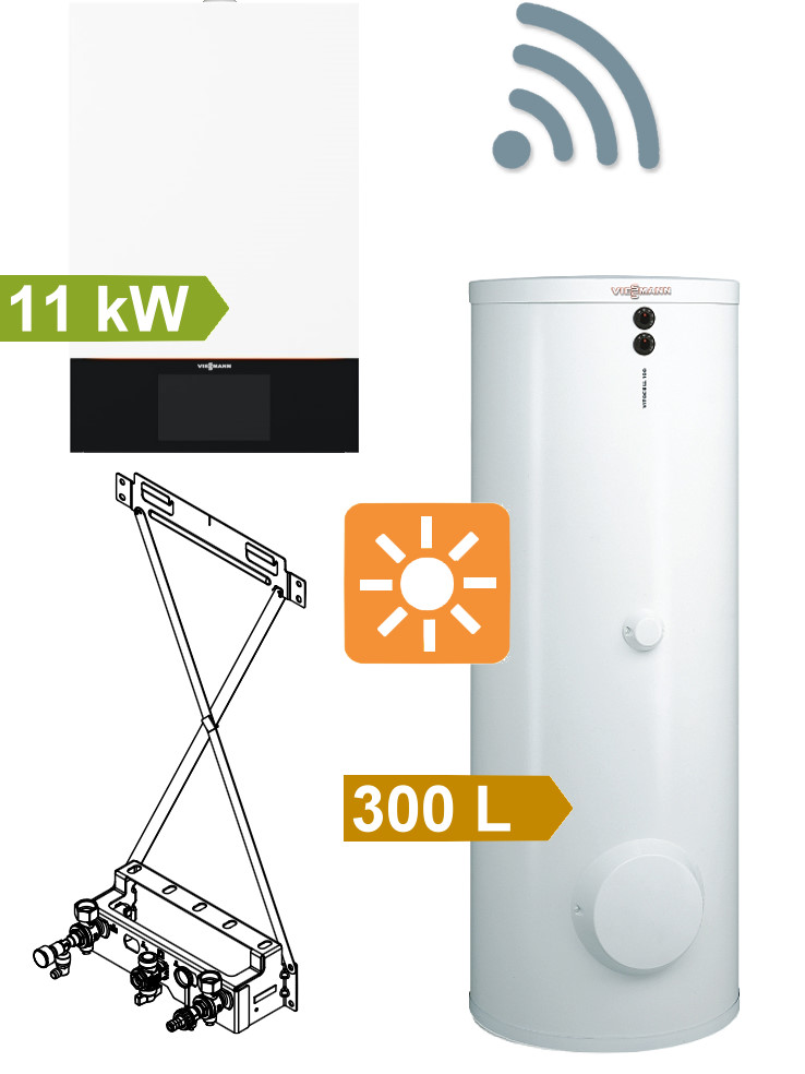 Bild von 11kW Vitodens 300-W Paket mit 300 L Solarspeicher