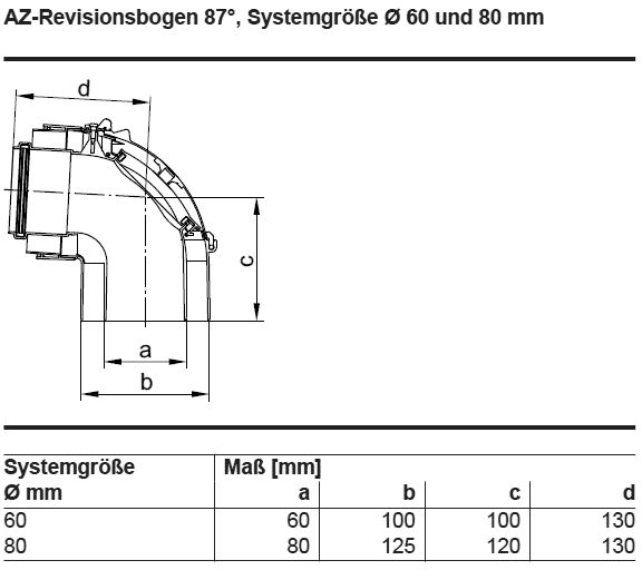 Revisionsbogen  60/100 pp 87° 7373229 Viessmannn Abgasbogen Brennwert AZ 