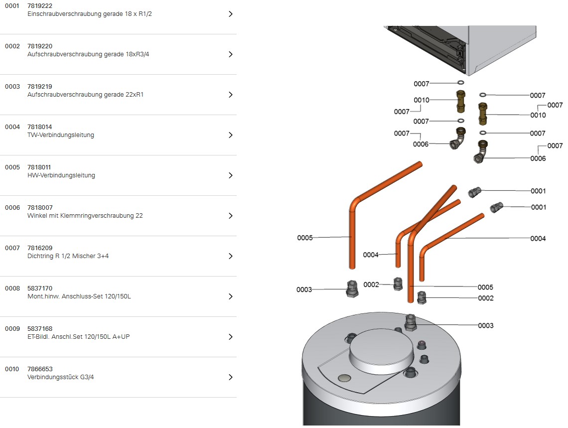 Anschluss-Set Viessmann Vitocell-W 100 CUGB